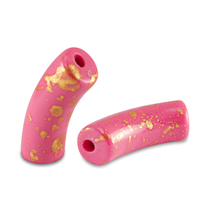 Perline in acrilico tubo lucida rosa-oro