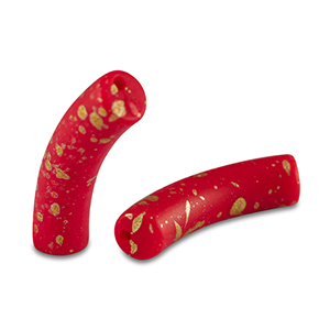 Perline in acrilico tubo opaca rosso-oro