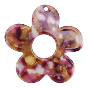 Pendenti in resina fiore rosa-viola oro