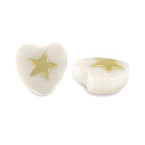 Perline di vetro cuore look a conchiglia stella bianco-nero