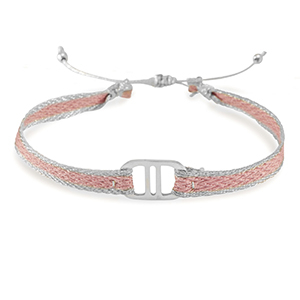 Braccialetti alla moda Nastra con distanziatore acciaio inossidabile rosa chairo-argento