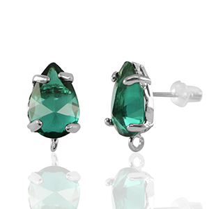 Orecchini con Cristalli con anellino goccia vede-argento