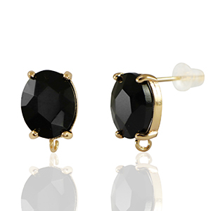 Orecchini con Cristalli con anellino ovale nero-oro