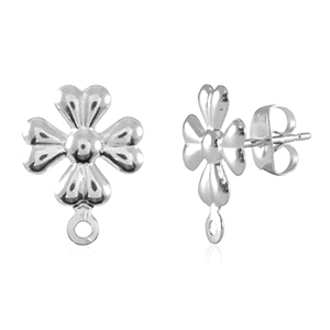 Componenti in acciaio inossidabile orecchini fiore con anellino argento