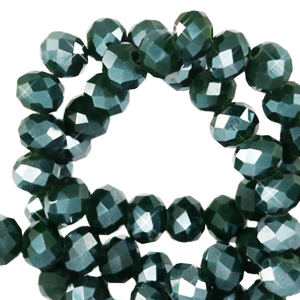 Perline sfaccettate 3x2mm rondella verde bosco-effetto perlato