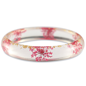 Braccialetti alla moda con fiori secchi rosso rabarbaro-oro
