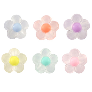Perline in acrilico fiore multicolore pastello-trasparente