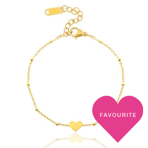 Bracciali in acciaio inossidabile catena a rol&ograve; con cuore &hearts; oro