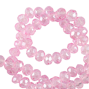 Perline sfaccettate 4x3mm rondella rosa azalea