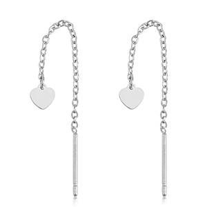 Orecchini in acciaio inossidabile cuore argento
