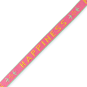Nastro con testo "happiness" arancione-magenta