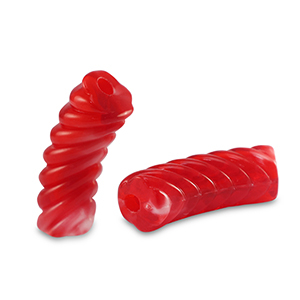 Perline in acrilico tubo spirale rosso trasparente