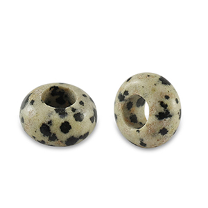 Perline di pietra naturale Dalmata a rondella 14mm grigio beige
