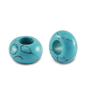 Perline di pietra naturale a rondella 14mm blu turchese