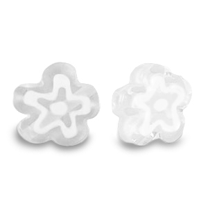 Perline Millefiori fiore trasparente-bianco