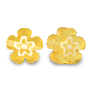 Perline Millefiori fiore giallo ocra