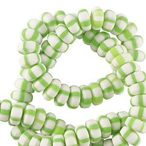 Perline di polimero rondella 7mm bianco-verde primavera