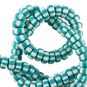 Perline di polimero rondella 7mm bianco-blu turchese baltico