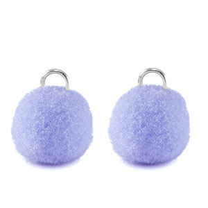 Ciondoli pon pon 10mm con anellino argento-viola pervinca