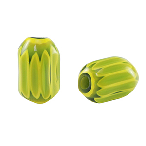 Perline Millefiori tubo verde-giallo
