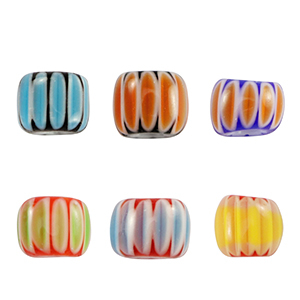 Perline Millefiori tubo multicolore blu-arancione