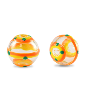 Perline di vetro dipinte a mano 14mm trasparente-giallo arancio