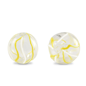 Perline di vetro dipinte a mano 14mm trasparente-giallo bianco