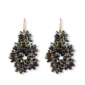 Orecchini sfaccettati goccia oro-blu notte