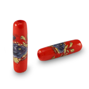 Perline di vetro tubo fiore rosso-blu