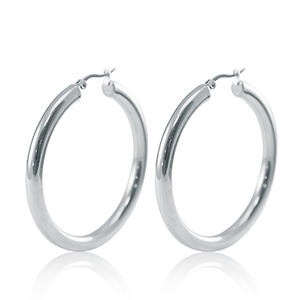 Orecchini in acciaio inossidabil a cerchio 50mm argento