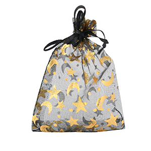 Sacchetti in organza 9x12cm luna e stella nero-oro