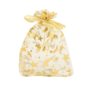 Sacchetti in organza 9x12cm luna e stella giallo oro-oro