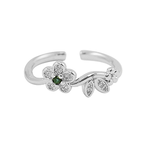 Metallo TQ in ottone anello zirconia argento-cristallo nero