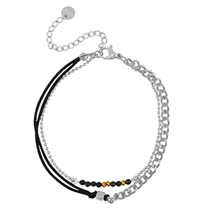 Bracciali in acciaio inossidabile doppio giro argento-nero