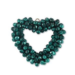 Ciondoli sfaccettati cuore verde petrolio