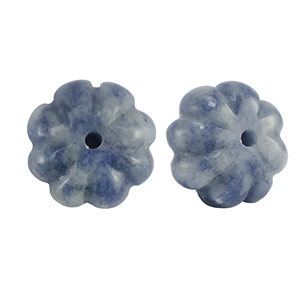 Perline in pietra naturale  Sodalite e Microclino fiore blu-bianco