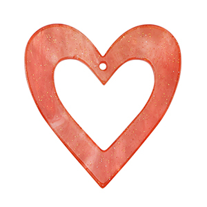 Pendenti in resina cuore rosso corallo