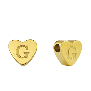 Perline in acciaio inossidabile cuore lettera G oro