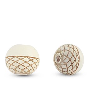 Perline di legno tonde 10mm con motivo crema