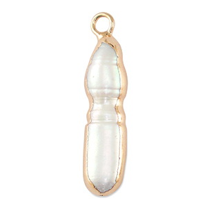 Perle di acqua dolce ciondolo tubo oro-bianco naturale