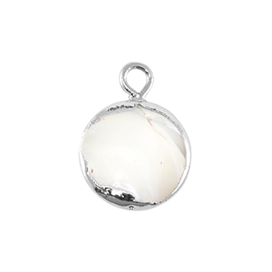 BQ Perle di acqua dolce ciondolo rotondo argento-bianco naturale