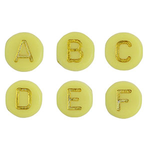 Perline alfabeto in acrilico mix giallo-oro