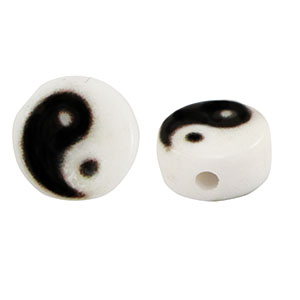 Perline alfabeto in acrilico Yin & Yang bianco-nero