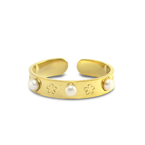 Anelli in acciaio inossidabile perle oro