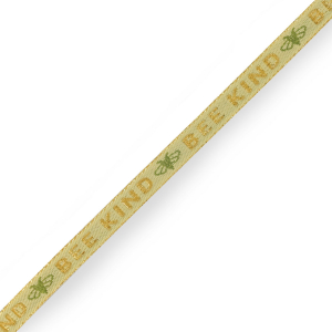 Nastro con testo "bee kind" verde-oro