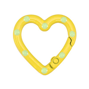 Componenti colorati anello bris&eacute; portachiavi cuore giallo-verde