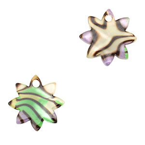 Pendenti in resina fiore multicolore viola-verde