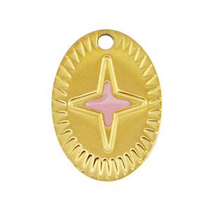 Ciondoli in acciaio inossidabile ovale stella oro-rosa