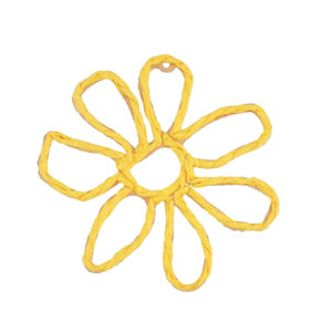 Pendenti in rafia fiore 55mm giallo