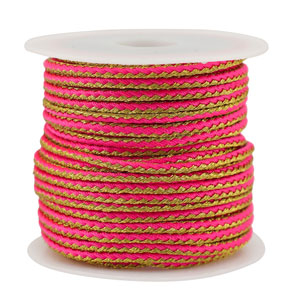 Cordoncino intrecciato alla moda 2.3mm rosa neon-oro